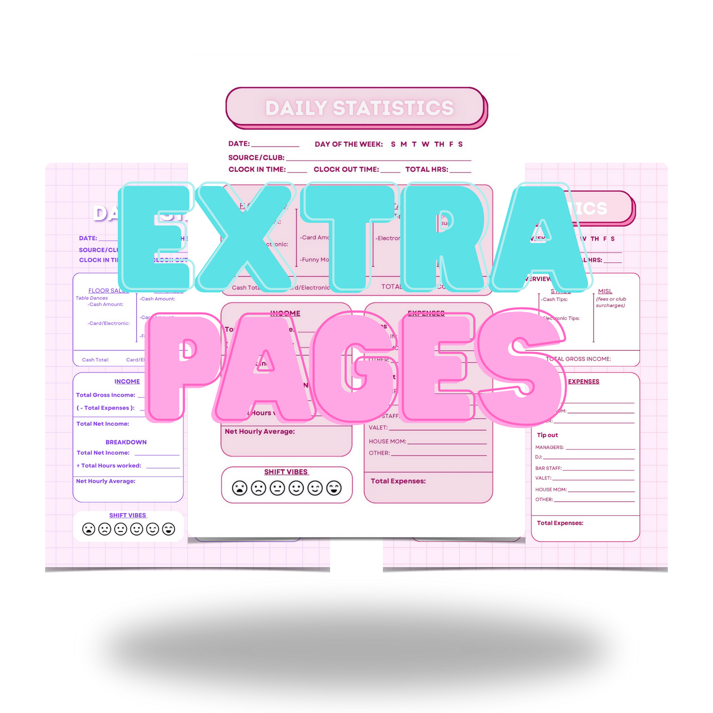 Daily Income Statistics Sheets (Digital Download)